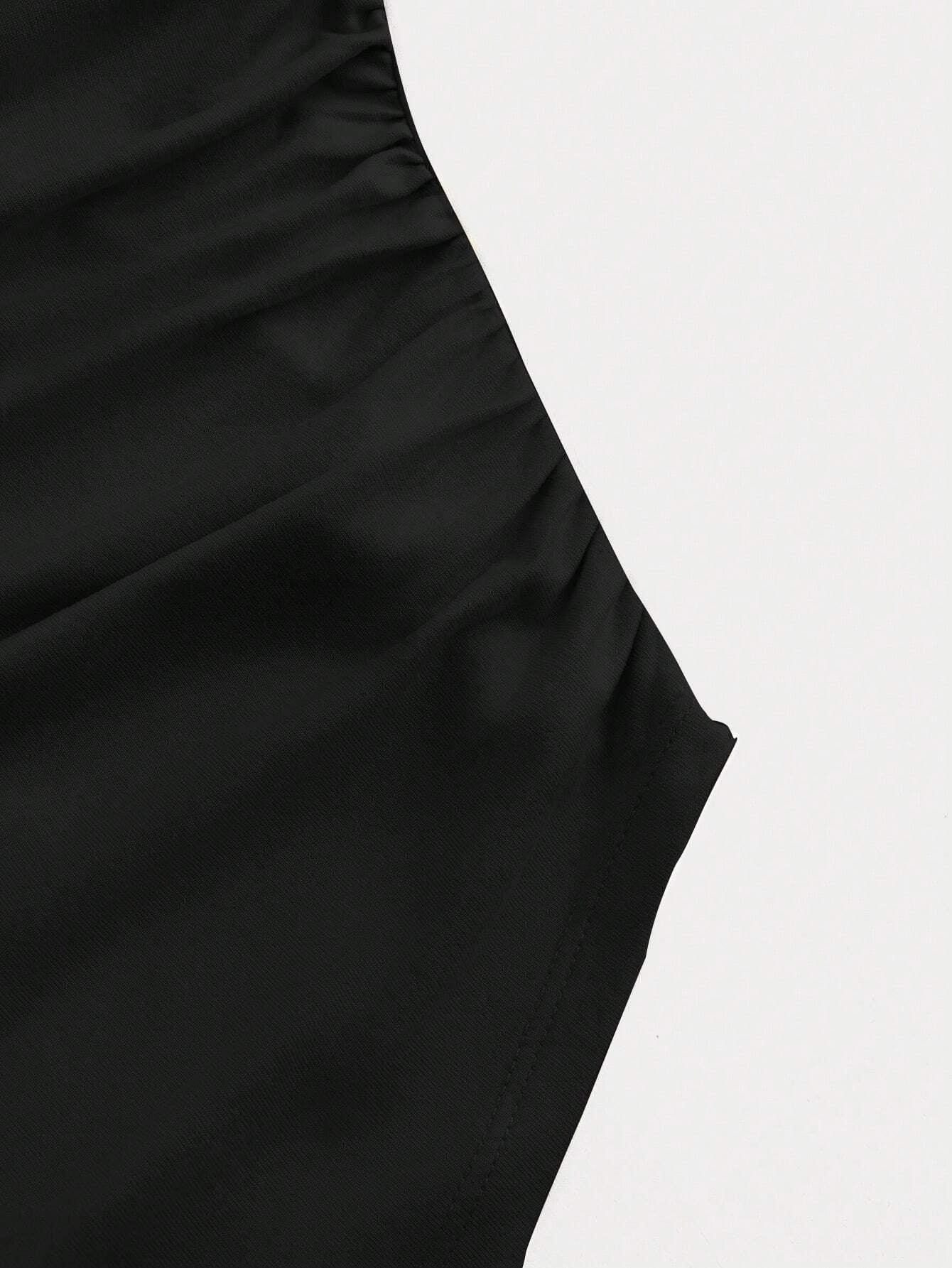 MOD Boat Neck Bell Sleeve Waist Ruched Casual T-Shirt for Spring and Autumn , Bell Sleeve Top